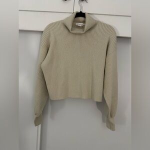 Good American Women's Cozy Rib Turtleneck Cream Sweater